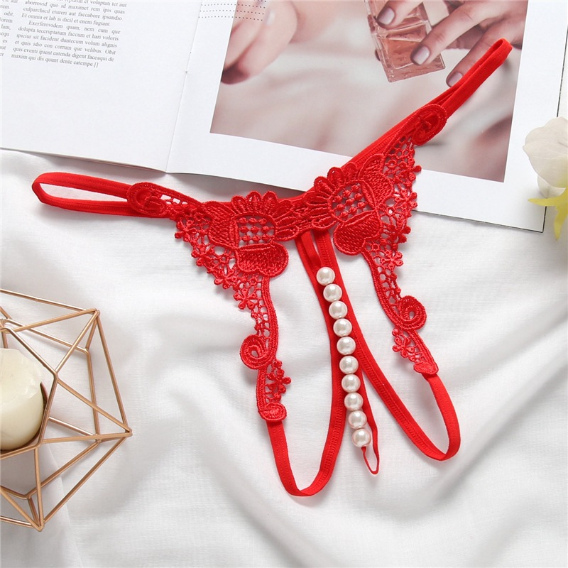 Sheer Embroidered Low-Rise Thong