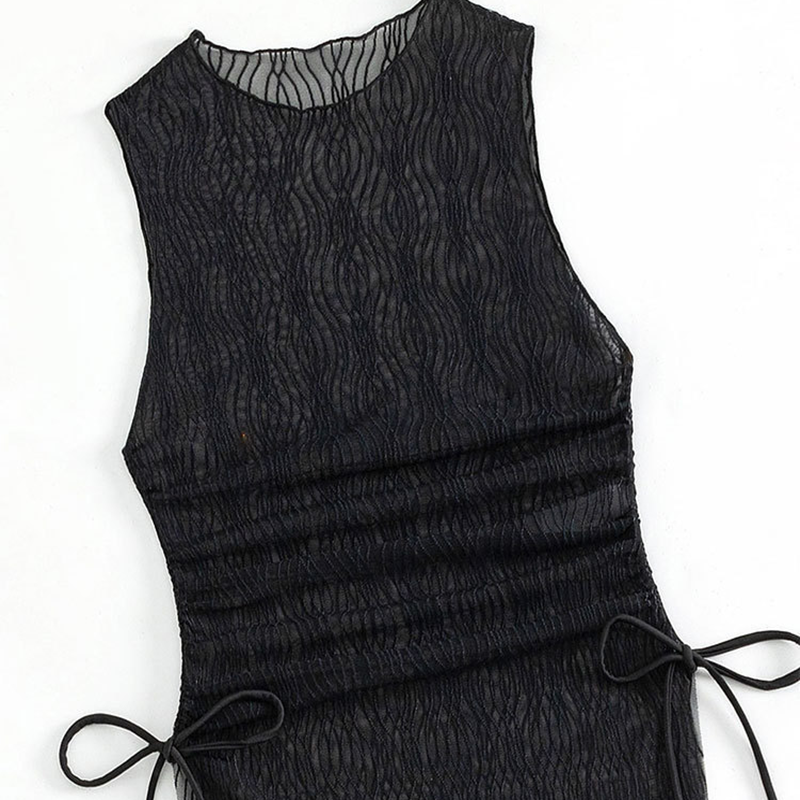 Sheer mesh high-neck beach dress