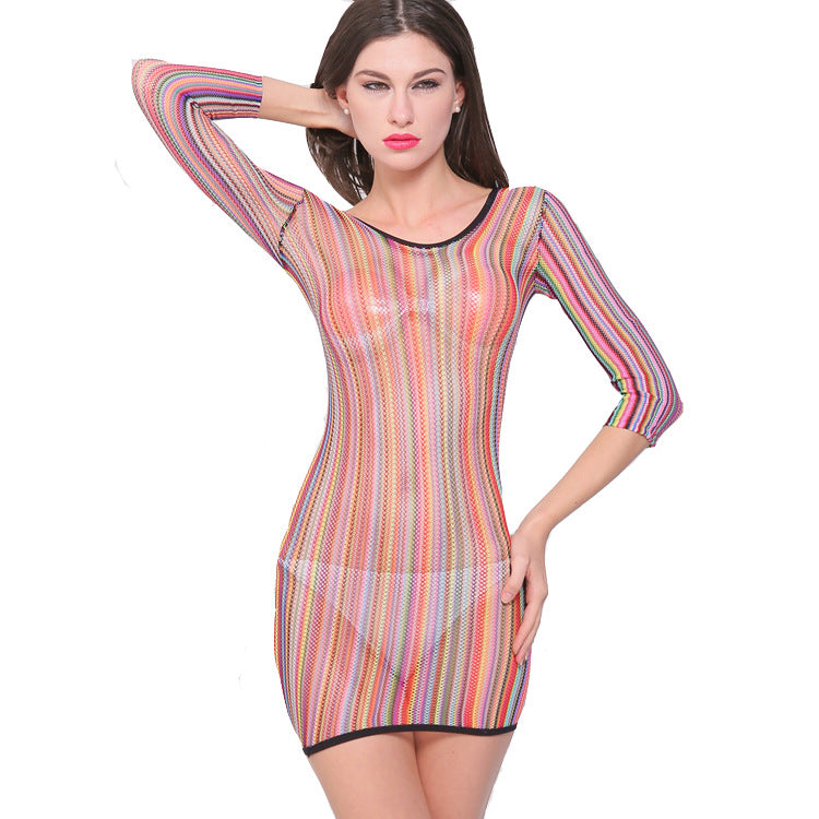 Sexy lingerie, tight-fitting, hip-hugging, mesh, transparent, colorful, and seductive.