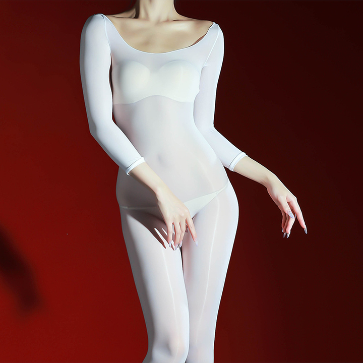 Glossy sheer full-body bodysuit