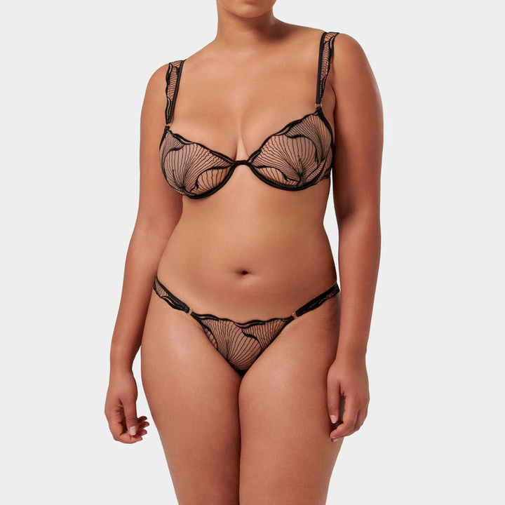 Ultra-thin Embroidered Mesh Bra Set
