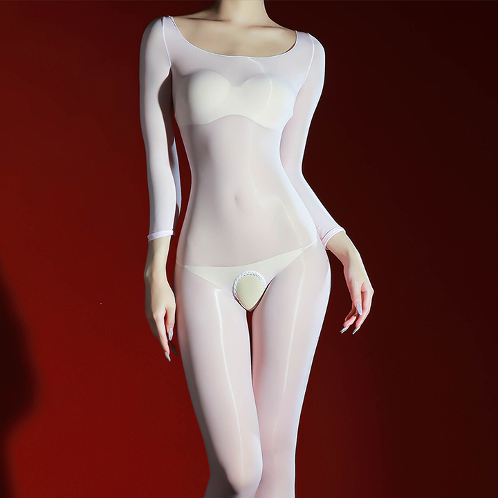Glossy sheer full-body bodysuit