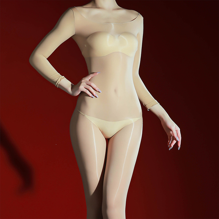 Glossy sheer full-body bodysuit