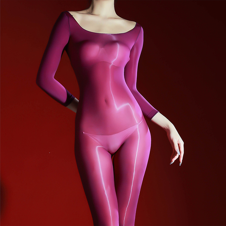 Glossy sheer full-body bodysuit