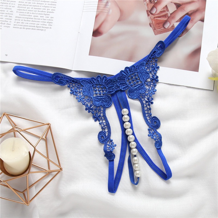 Sheer Embroidered Low-Rise Thong