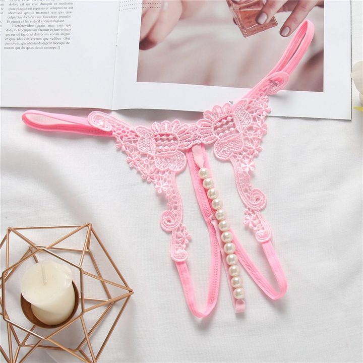 Sheer Embroidered Low-Rise Thong