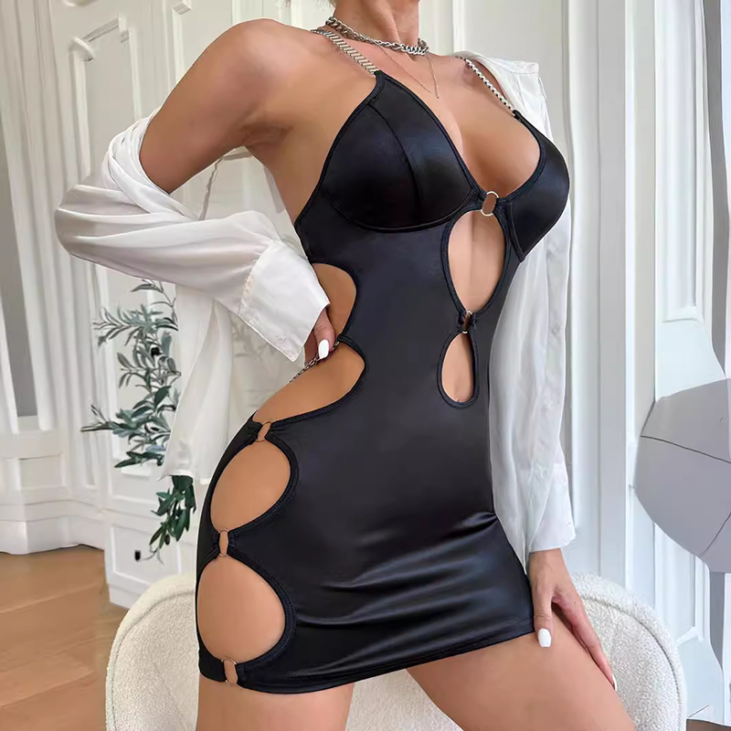 Cut-out ring detail bodycon mini skirt