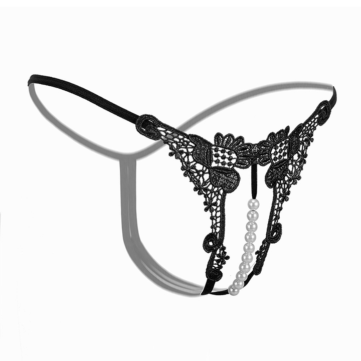 Sheer Embroidered Low-Rise Thong