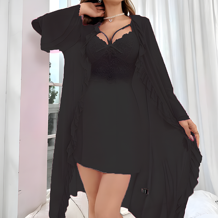Sheer lace and mesh camisole sleepwear set