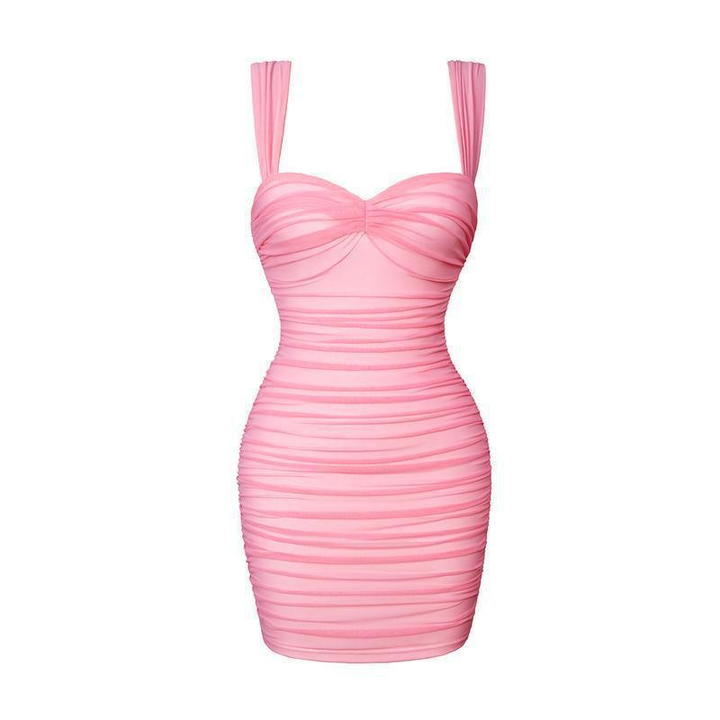 Color Block Ruched Cami Mini Dress