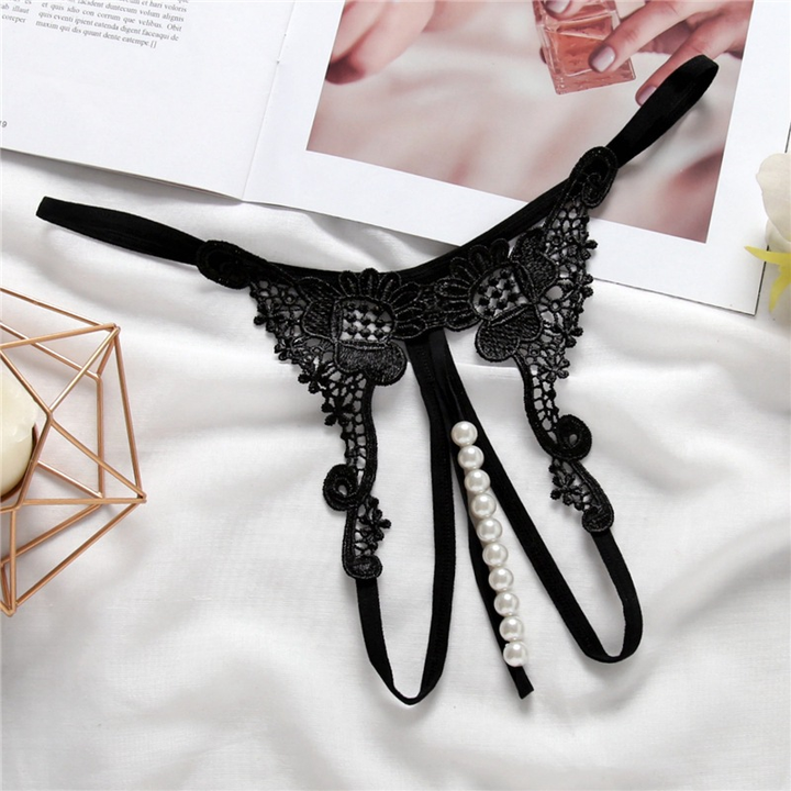 Sheer Embroidered Low-Rise Thong