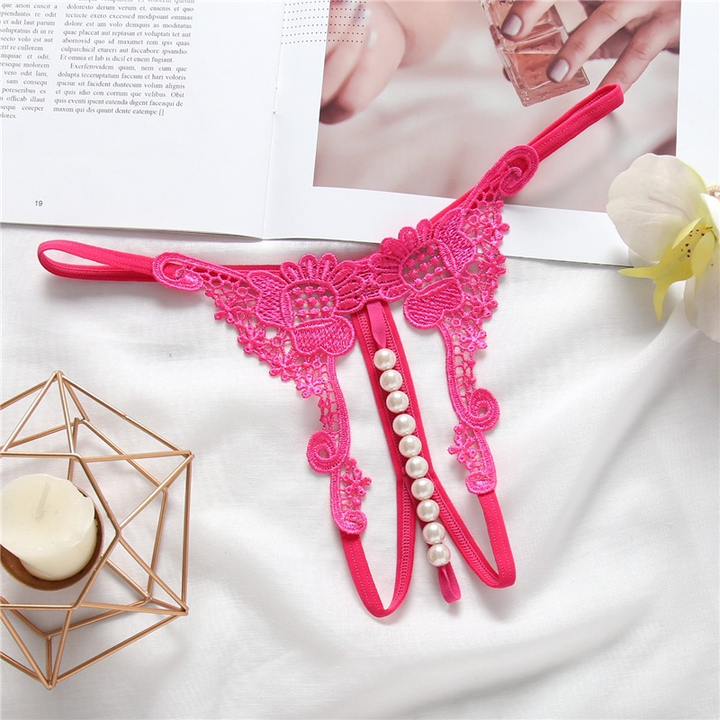 Sheer Embroidered Low-Rise Thong