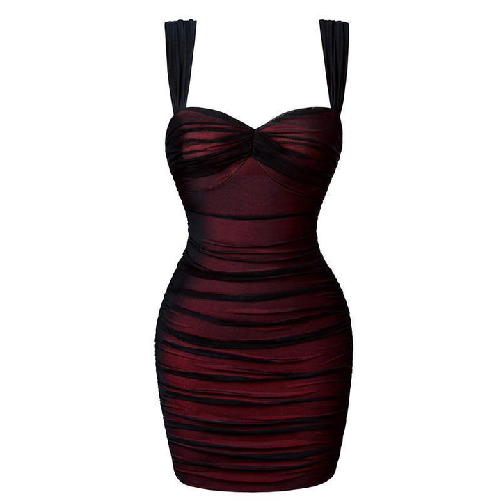 Color Block Ruched Cami Mini Dress